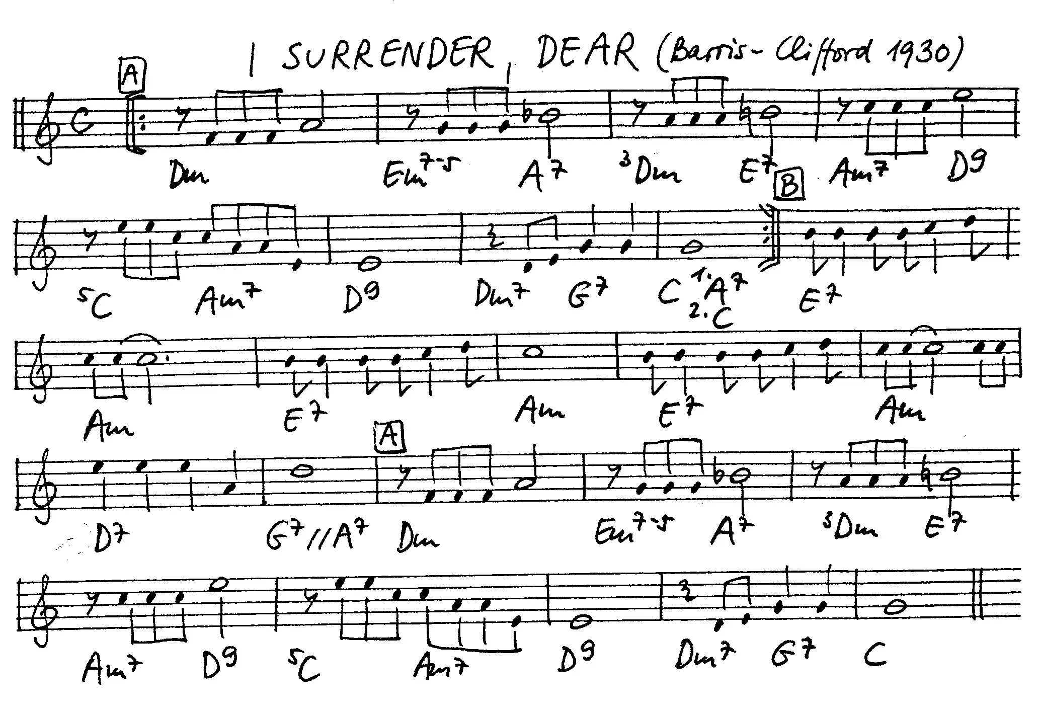 i surrender dear free jazz leadsheet - Courtesy of the Jungle Jazz Band